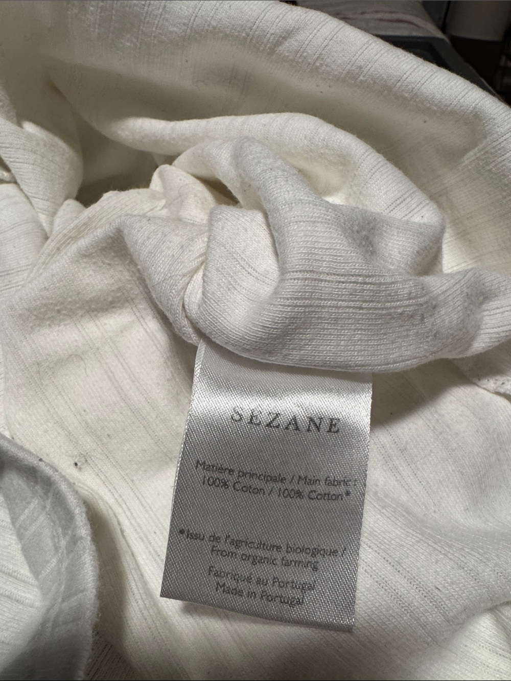 Sezane Mao Ecru White Ribbed T-shirt Size Medium - Picture 10 of 10